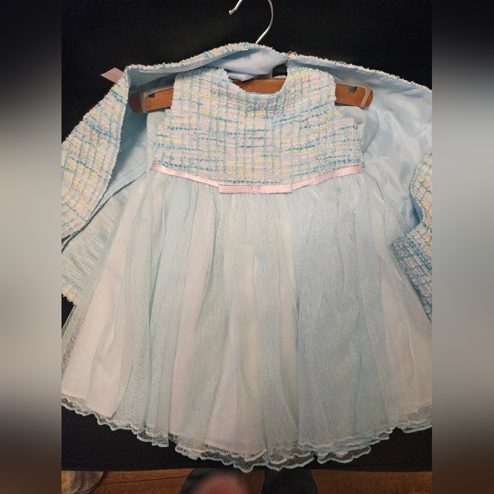 Dress With Blue Coat Jacket Bonnie Baby NWT - Picture 2 of 4
